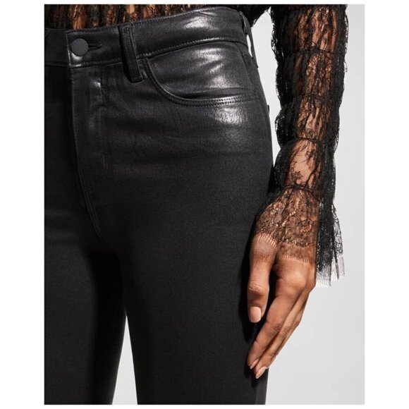 AGOLDE Roxanne Leatherette High Rise Skinny Jeans in Black Women's Sz 26 - Picture 7 of 15